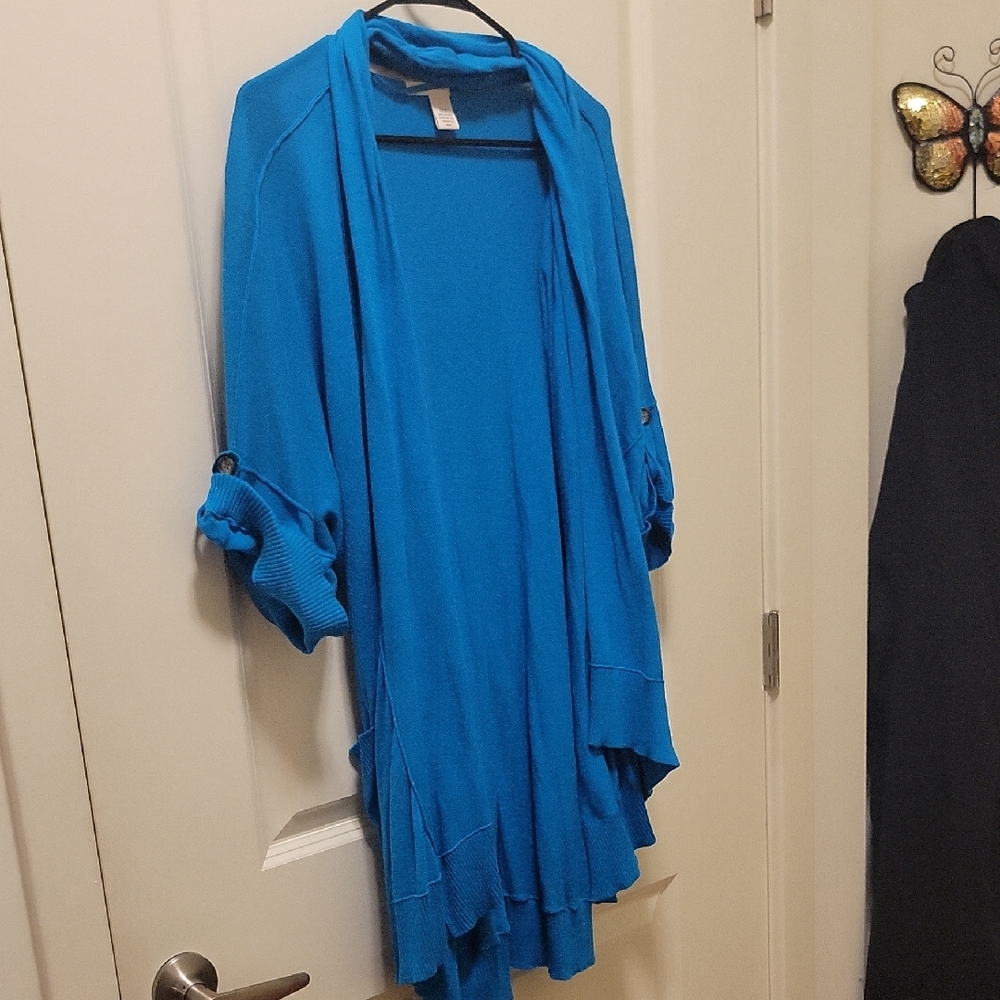 DKNYC Vibrant Blue Draped Cardigan
